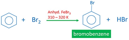 benzene and bromine with FeBr3